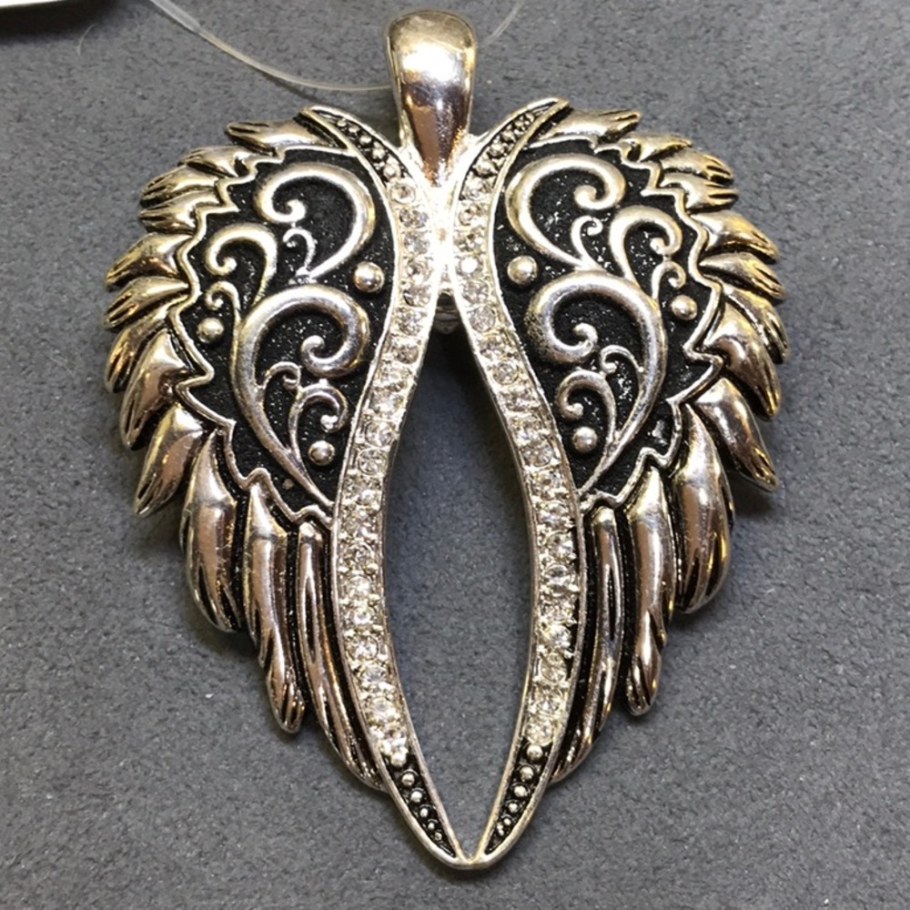 ANGEL 😇 WINGS Pendant silver/Black tone fashion - Picture 2 of 7